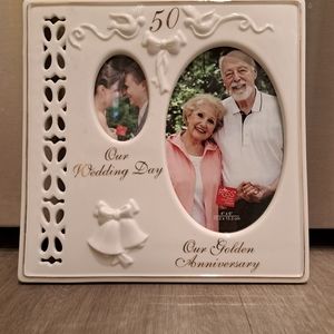 White Ceramic 50th Anniversary frame